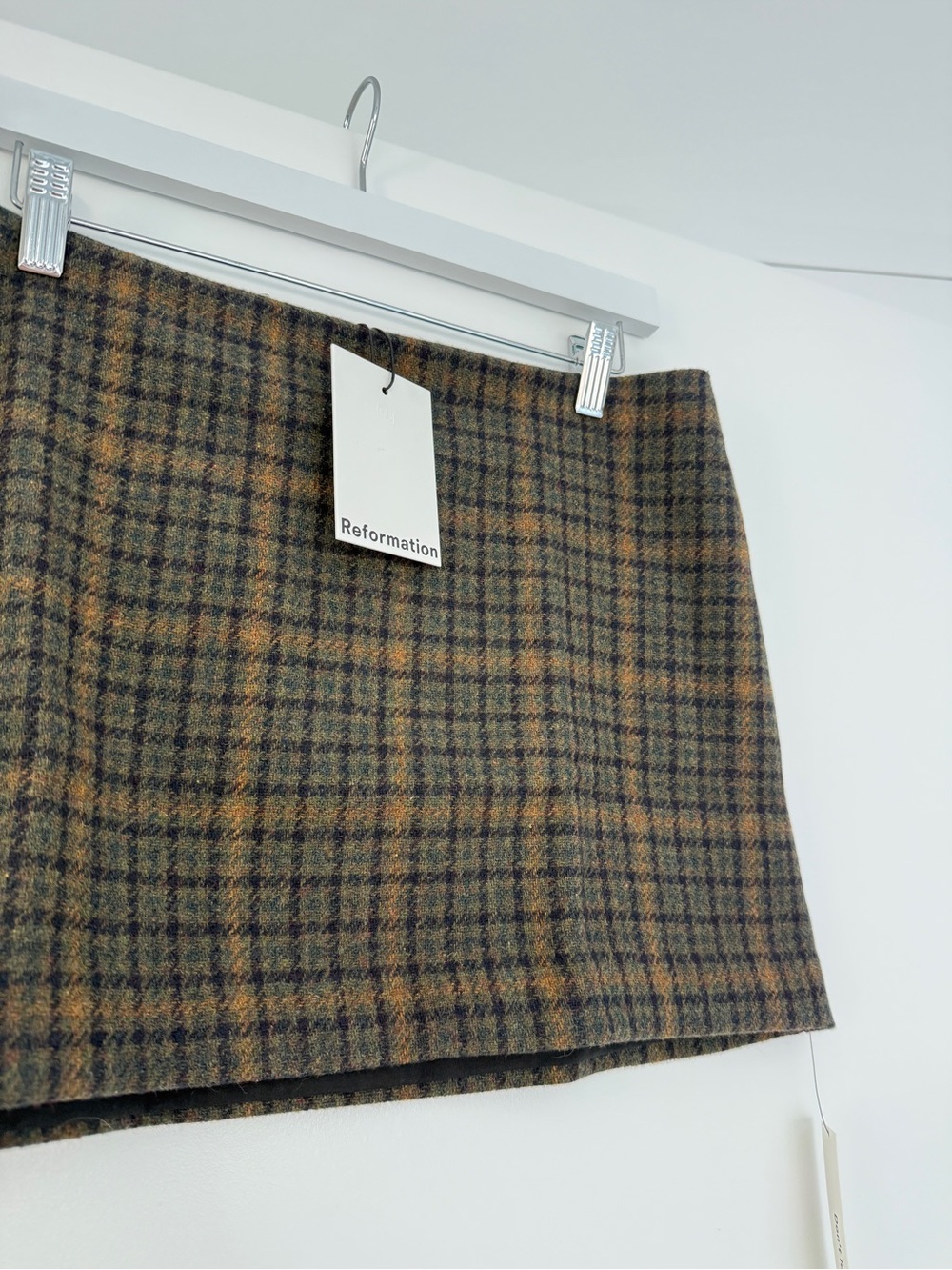 Reformation Carla Low Waist Plaid Wool Skirt